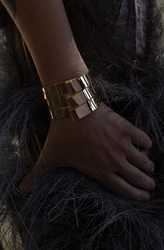 Shield Cuff Bracelet – Hand-Fabricated Brass with Adjustable Fit