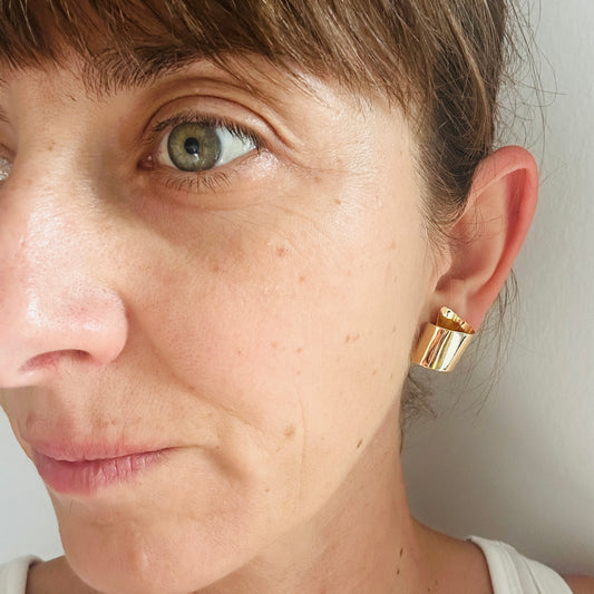 Coils Stud Earrings – Sculptural Folded Brass Posts