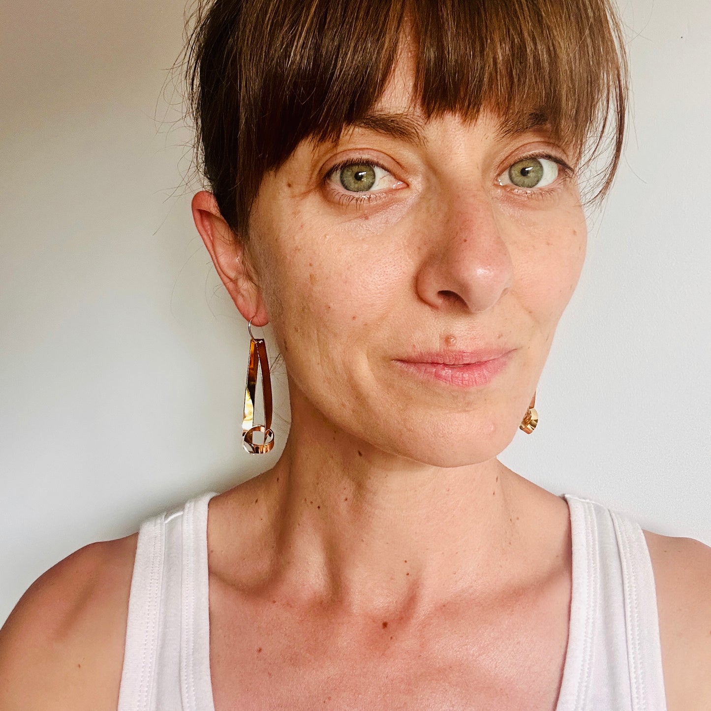 Swirly Girls Drop Earrings – Sculptural Twisted Brass