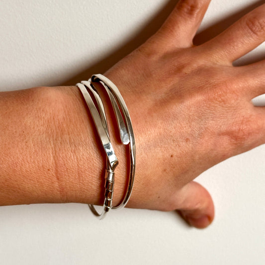 Joined Stackable Bangle – Sculptural Silver Bracelet