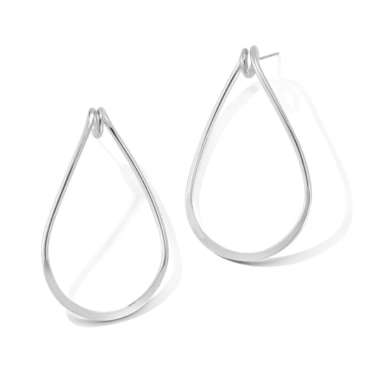 New Beginnings Earrings – Teardrop Wire Hoops in Sterling Silver