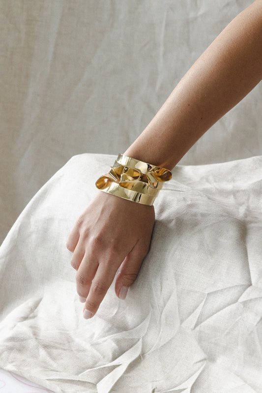 Continuity © Cuff Bracelet – Coiled Brass Ribbon Sculpture