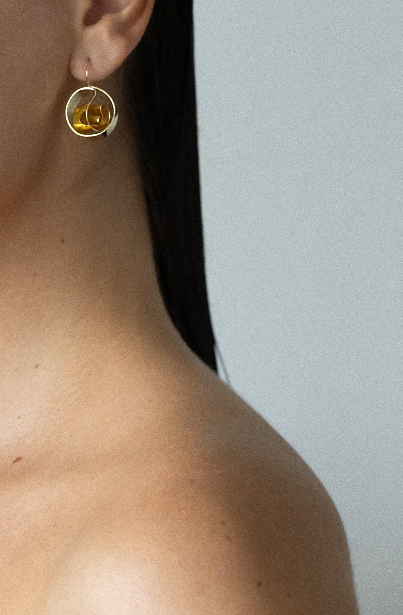 Mobius © Drop Earrings – Sculptural Folded Brass
