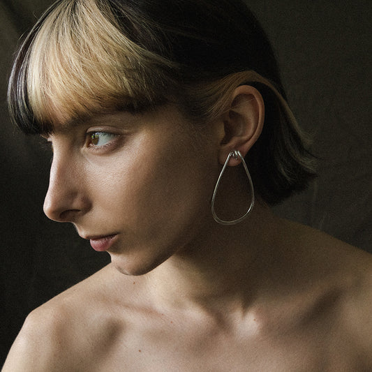 New Beginnings Earrings – Teardrop Wire Hoops in Sterling Silver