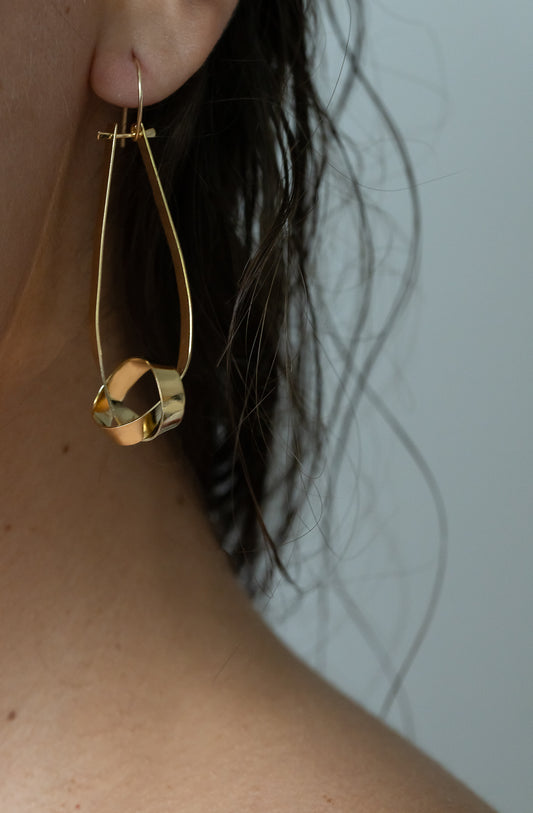 Swirly Girls Drop Earrings – Sculptural Twisted Brass