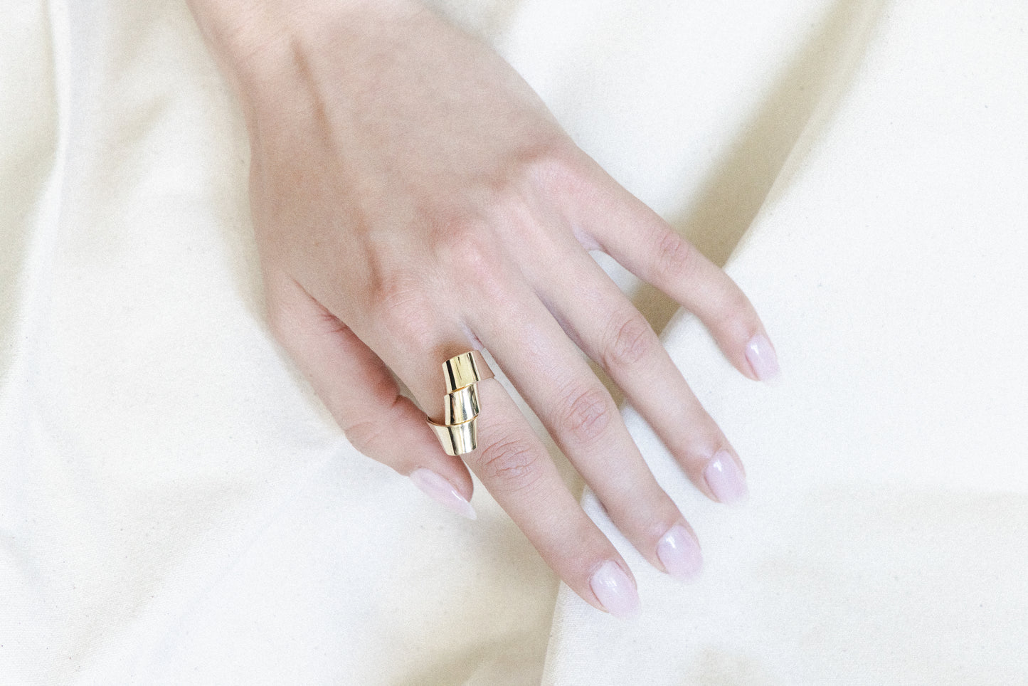 Torchietti Ring – Diagonal Brass Band with Sculptural Form