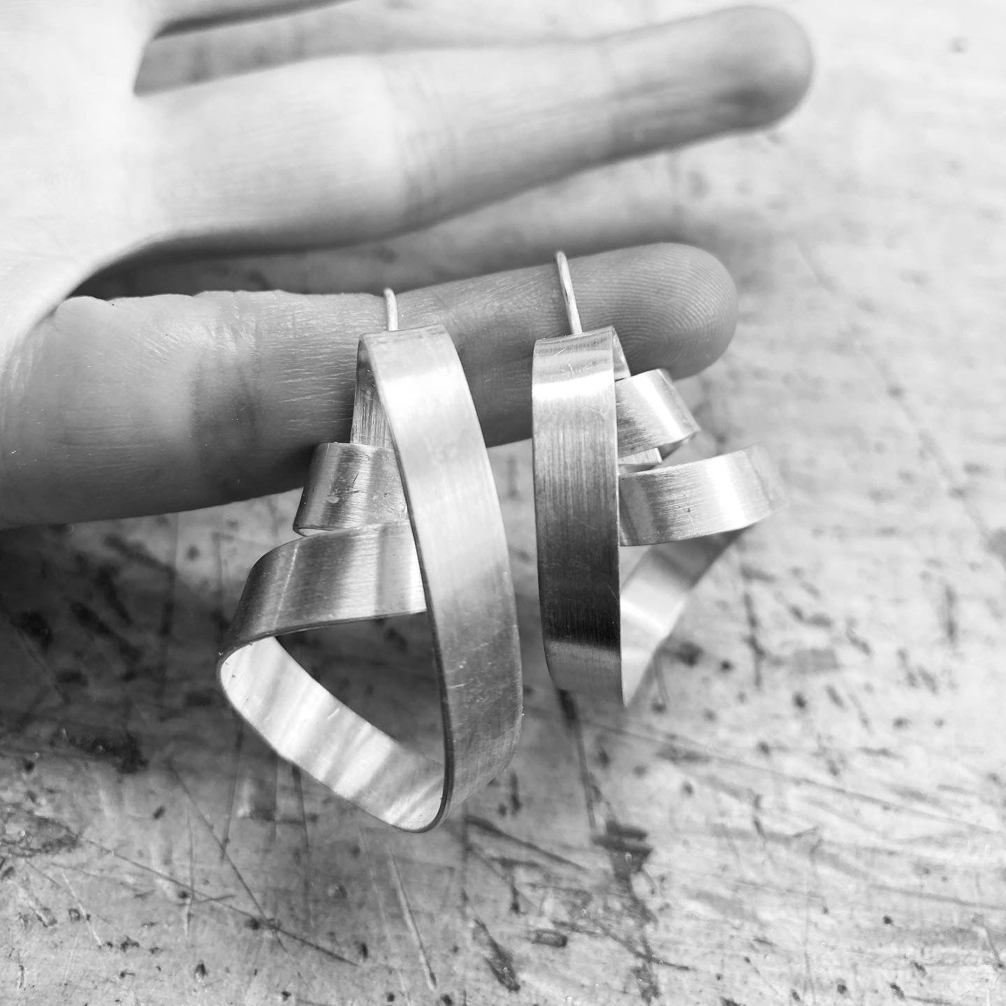 Rollercoaster Earrings – Dynamic Wrapped Sterling Silver Design