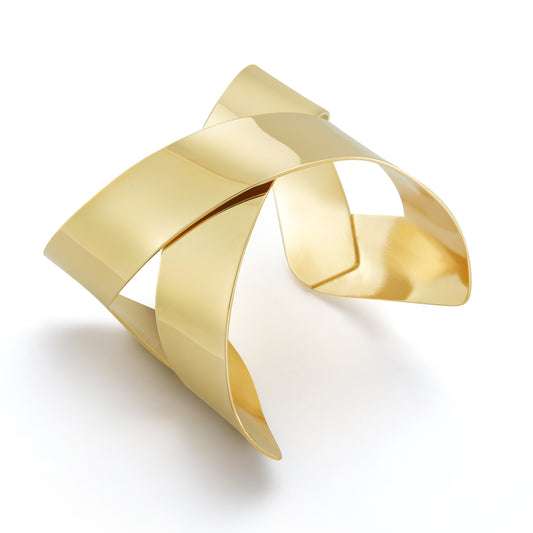 Cross Cuff Bracelet –  Layered Brass Design