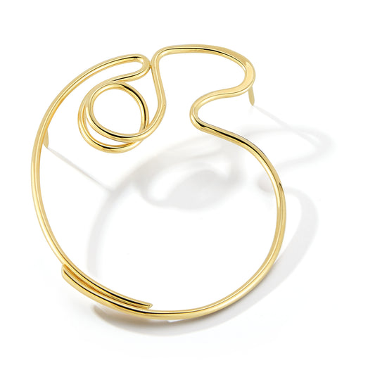 This is a protective amulet, Horus is meant to have protective and healing powers and judging where we are today perhaps this is welcome. For me, challenge in creating pieces like this is how to make it with the least amount of material, uncomplicated, interesting, visually arresting and elegant.   This pin is made out of a single wire that I hand formed. Made in brass and finished with 14k gold nickel free plating.  3"x2.5" in size, and it's approximate as I make each by hand.