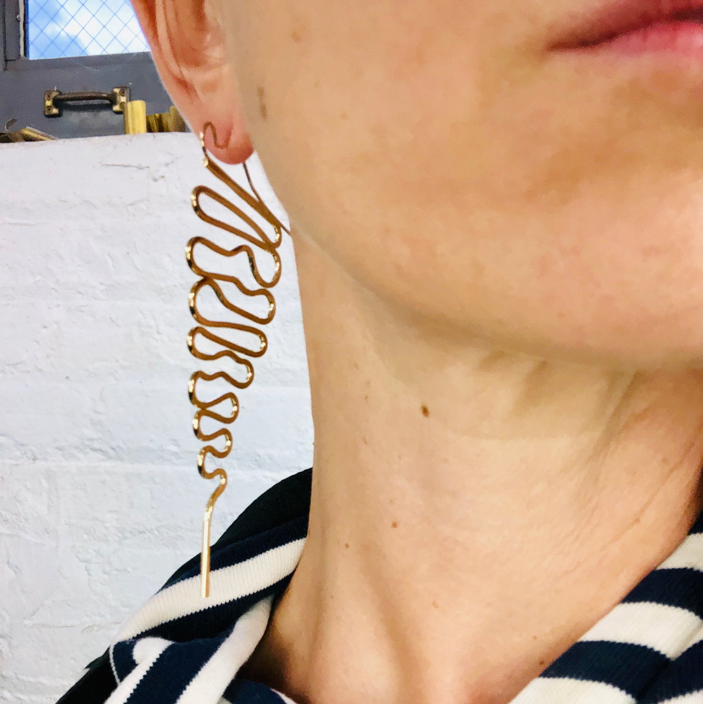 Hieroglyph Earrings – Hand-Formed Brass Wire Drops