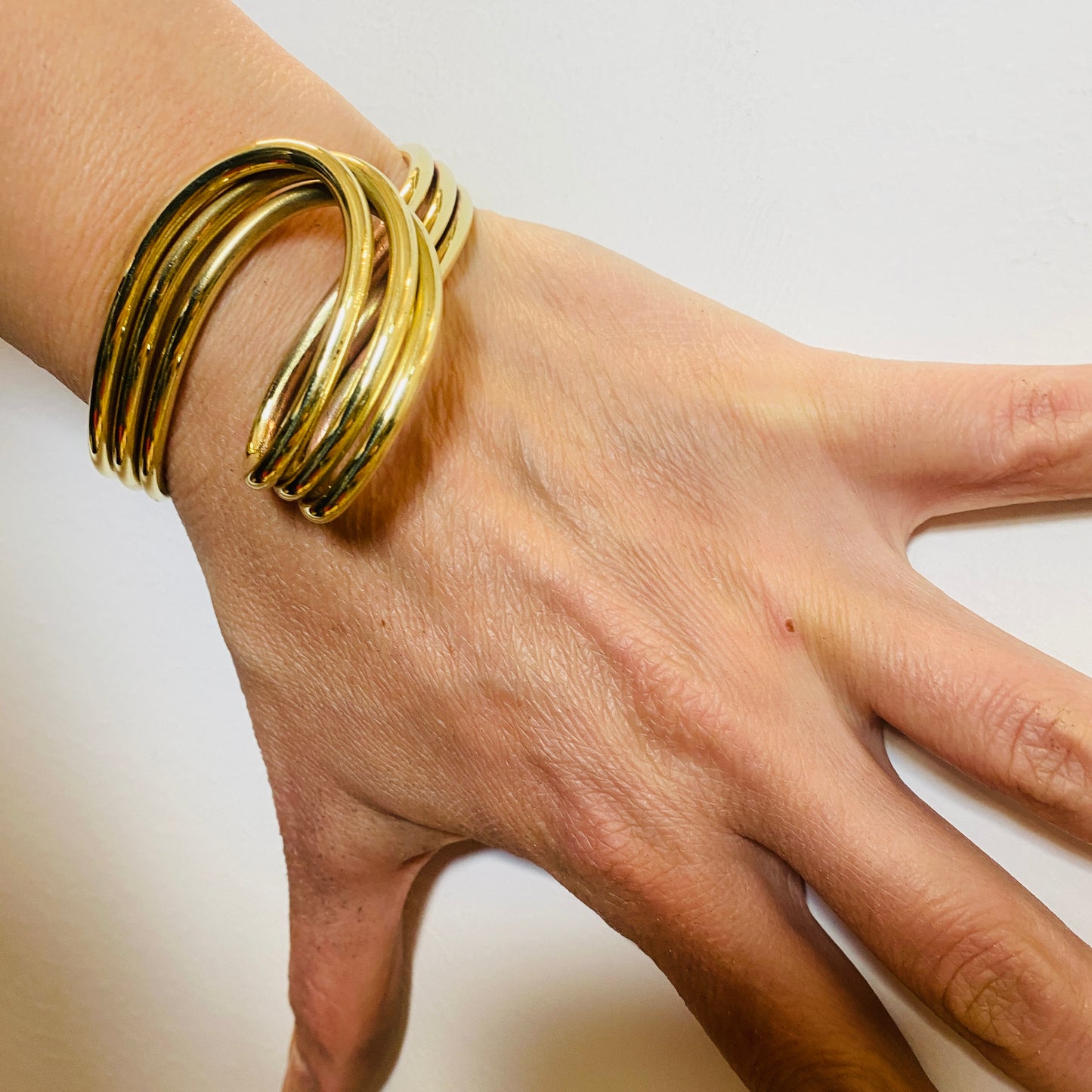 Twist and Fold Cuff – Overlapped Wire Statement Bracelet