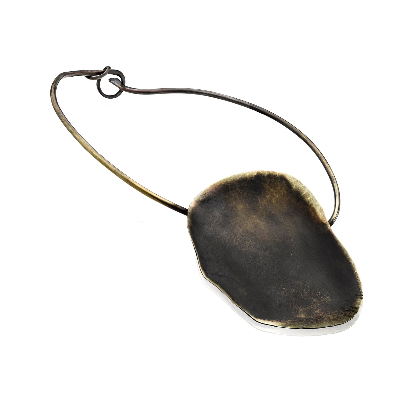 Moon Collar Necklace – Patinated Brass Eclipse Pendant