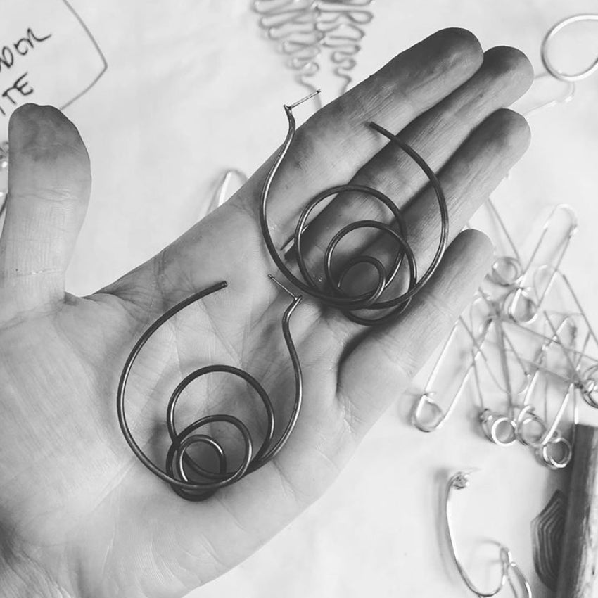 Cyclone Hoop Stud Earrings – Spiraling Wire Design