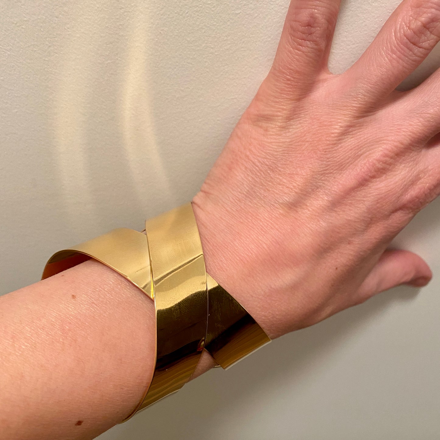 Cross Cuff Bracelet –  Layered Brass Design
