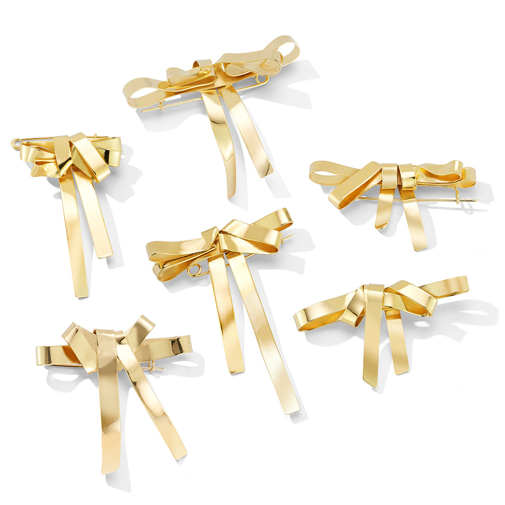 Wrap It Up Bow Pin – Folded Brass Ribbon Brooch