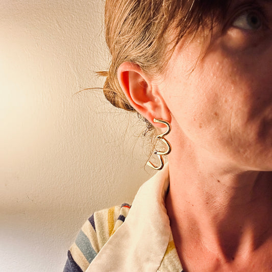 It Happens in Threes – Kinetic Brass Earrings