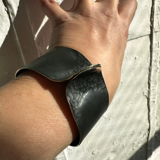 Two Come Together Cuff Bracelet – Handcrafted Patinated Brass