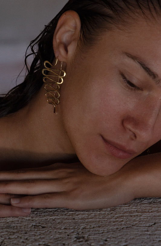 Hieroglyph Earrings – Hand-Formed Brass Wire Drops
