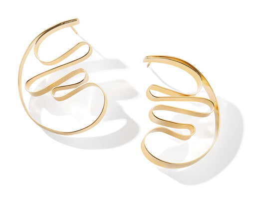 Moon Real – Draped Brass Statement Earring