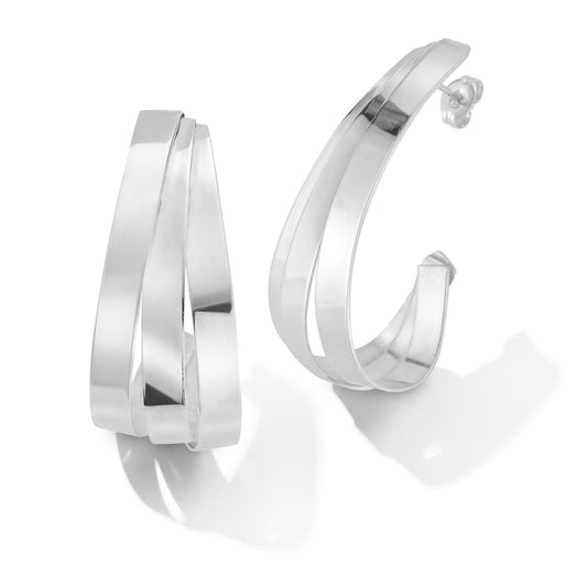 Hug Me Huggie Post Earrings – Triple Ribbon Sterling Silver  Studs