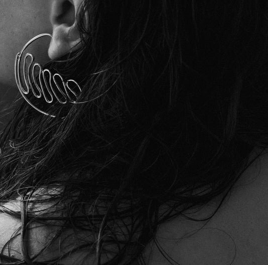 Crescendo Oversized Hoop Stud Earrings – Fluid Wire Form