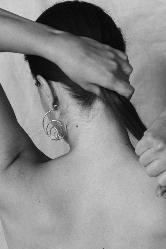 Cyclone Hoop Stud Earrings – Spiraling Wire Design