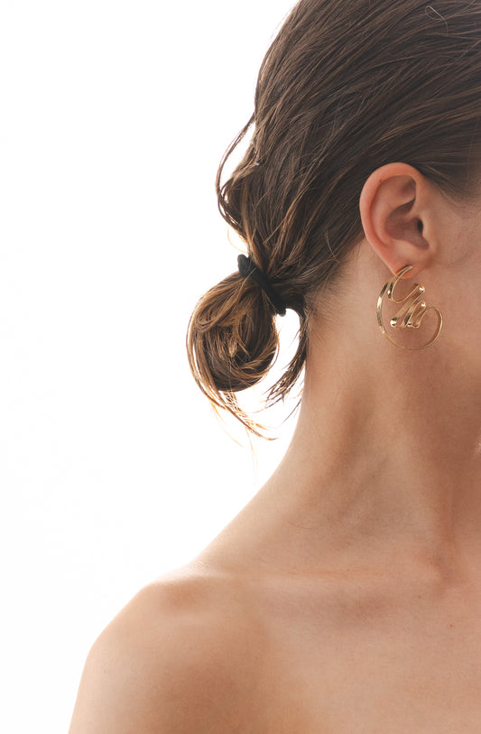Moon Real – Draped Brass Statement Earring