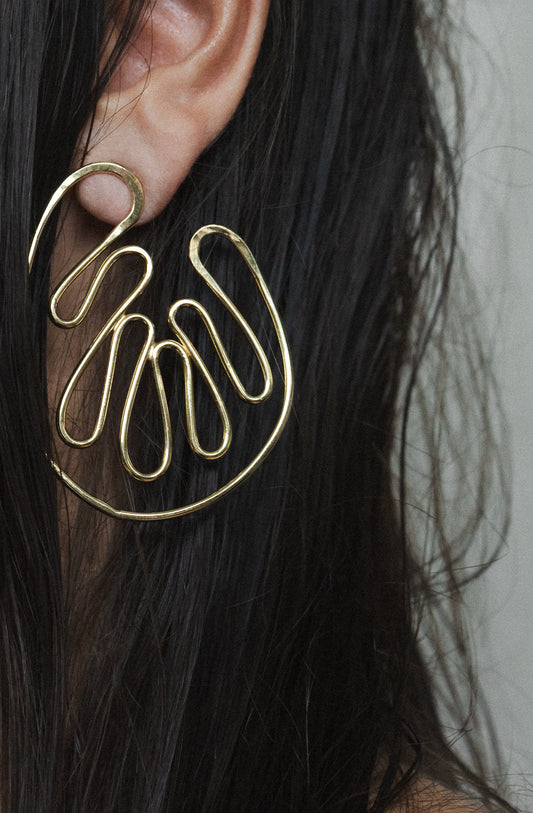 Psychedelic Earrings – Handcrafted Swirling Wire Design