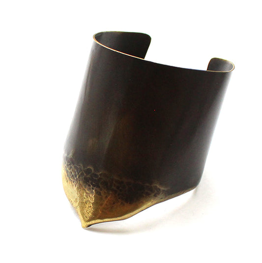 Beak Cuff Bracelet – Weathered Brass Cuff with Polished Tip