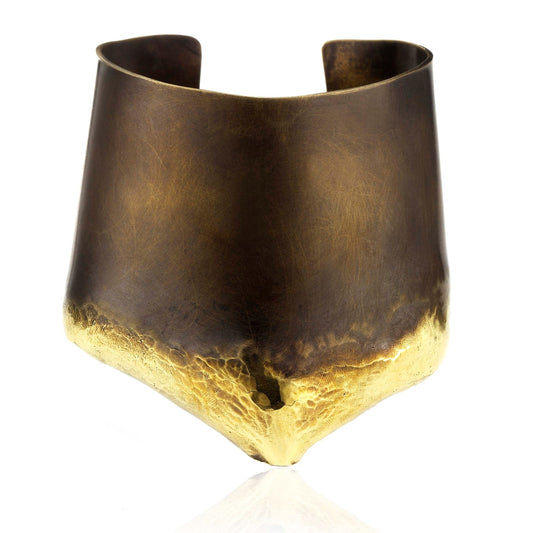 Beak Cuff Bracelet – Weathered Brass Cuff with Polished Tip