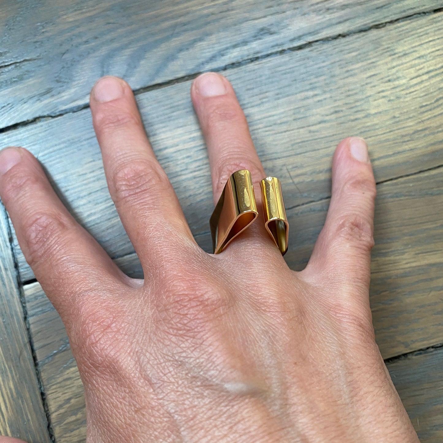 U Ring – Sculptural Brass Statement Piece