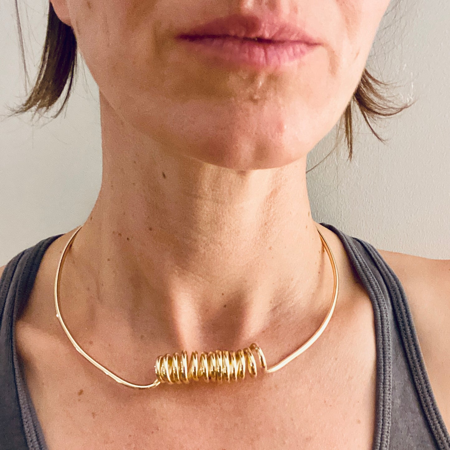 Spring Forward Necklace – Hand-Coiled Brass Collar