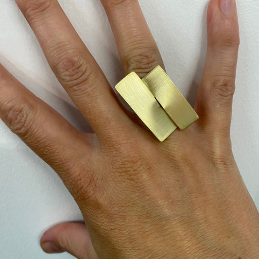 Wing Woman Ring – Interlocked Metal Statement Piece