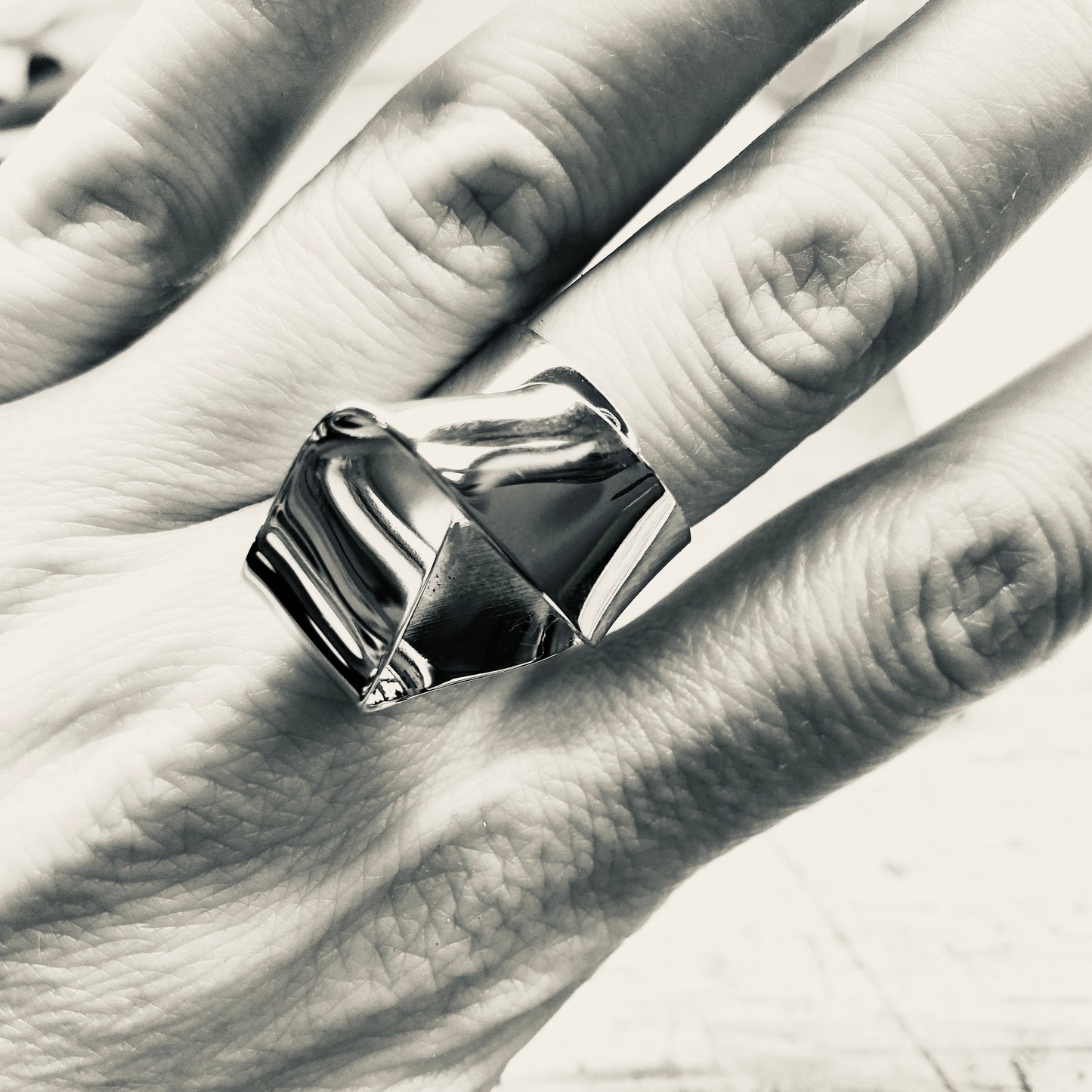 Four Ring – Folded Detail Brass Ring