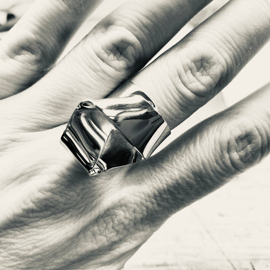 Four Ring – Folded Detail Brass Ring