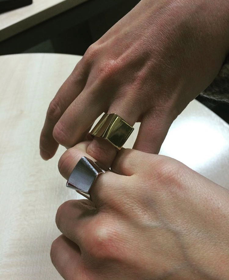 Building Block Ring – Geometric Metal Form