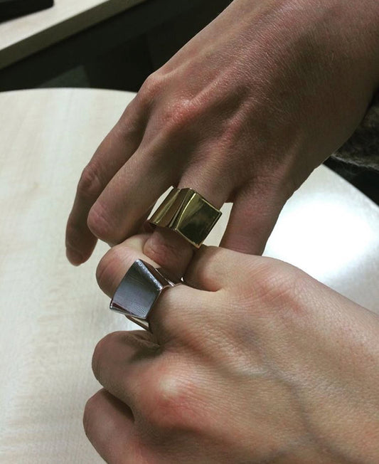 Building Block Ring – Geometric Metal Form