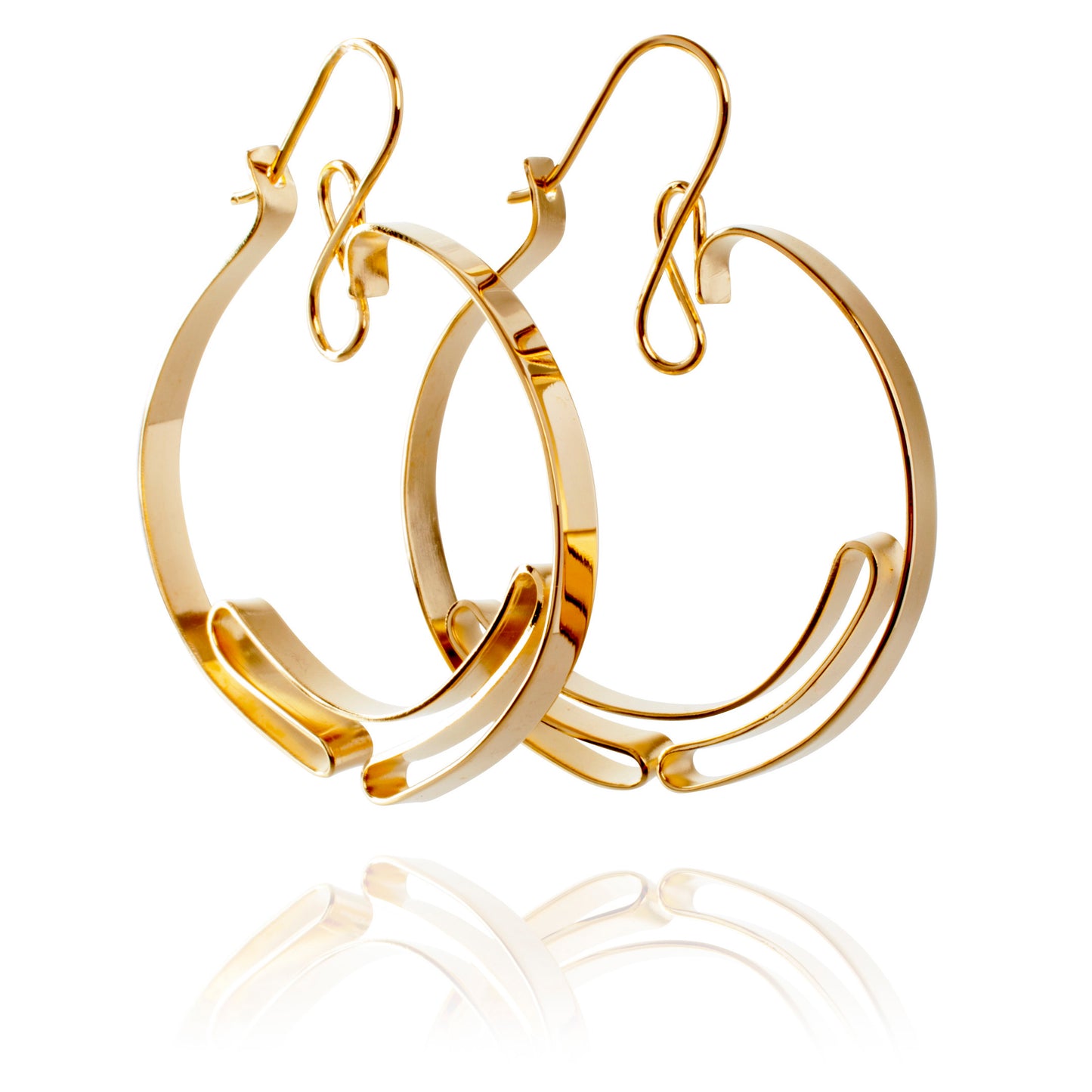 My first take on the 2000 year old design- the hoop earring.  All the interest is on the inside of the earring.. Hidden..  ~4-5mm wide   ~ the diameter of the hoop is between 1.5 and 1.75"  (varies because each piece is hand bent)