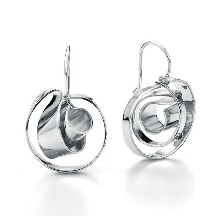 Mobius © Drop Earrings – Sculptural Folded Brass