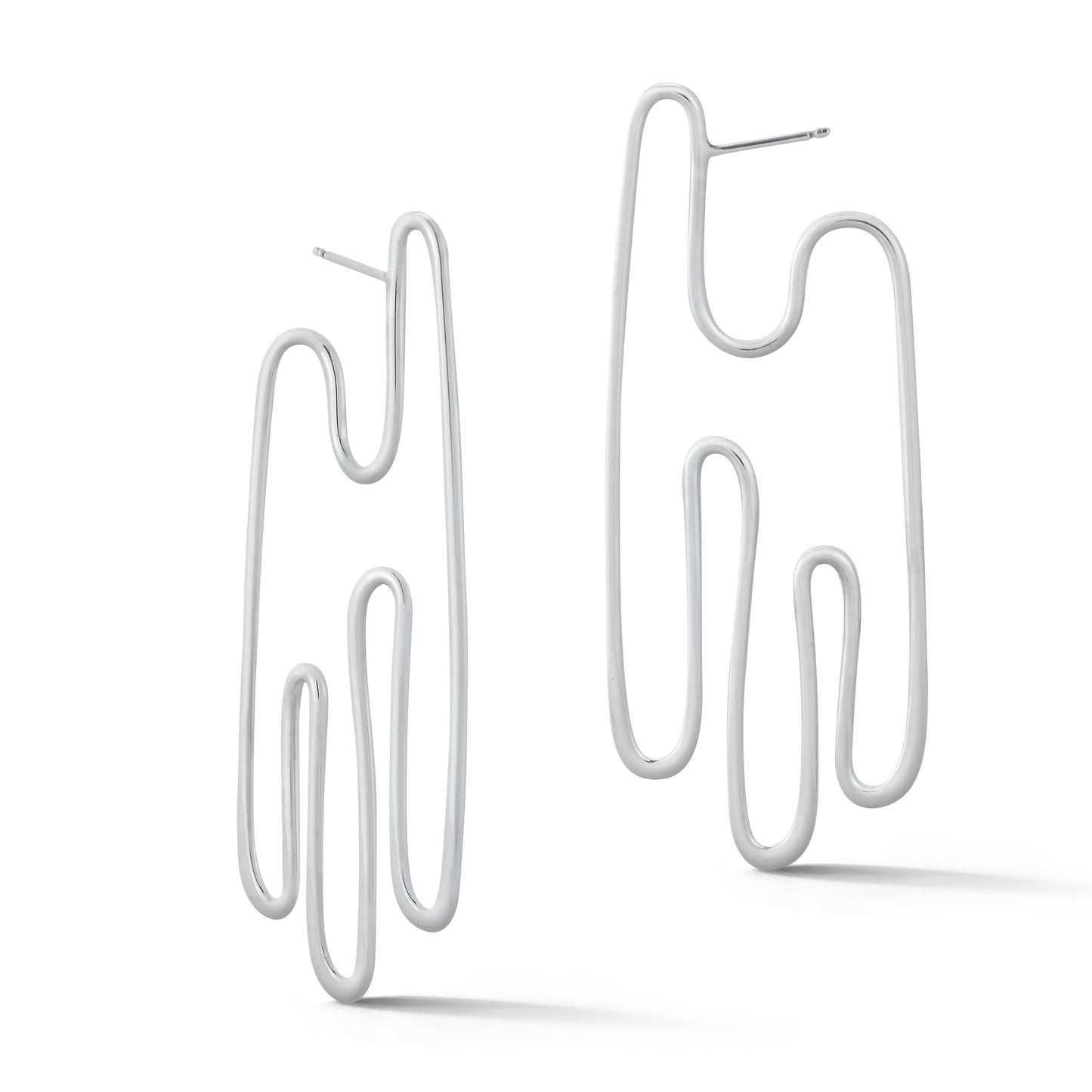 Single wire creates another airy and elegant earring that compliments the face. This earring is embraced by everyone of all heights and ages and that makes me incredibly happy!   Hand forged in sterling silver.  2" long and about 1" wide.  Please allow variance as earring is hand fabricated!