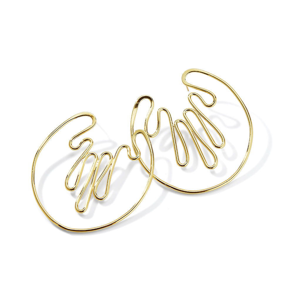 Psychedelic Earrings – Handcrafted Swirling Wire Design