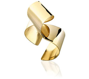 Helix bracelet cuff is from the Brass Band Collection  ~ 1.5" single ribbon of metal that is twisted and folded.  This cuff is comfortable to wear, an unusual statement piece and a best seller.
