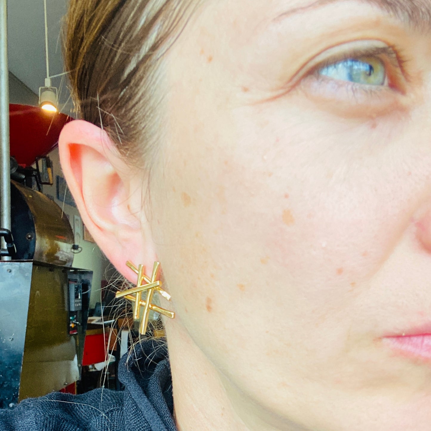 Jax Earrings – Asymmetrical Brass Studs